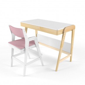 Комплект растущий стол и стул с чехлом 38 попугаев «Вуди» (Белый, Белый, Розовый) в Урае - uray.mebel24.online | фото