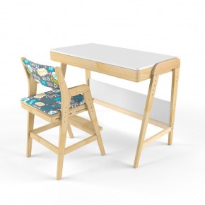 Комплект растущий стол и стул с чехлом 38 попугаев «Вуди» (Белый, Береза, Салют) в Урае - uray.mebel24.online | фото