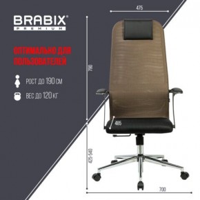 Кресло BRABIX PREMIUM "Ultimate EX-801" хром, плотная двойная сетка Х2, черное/коричневое, 532920 в Урае - uray.mebel24.online | фото 6