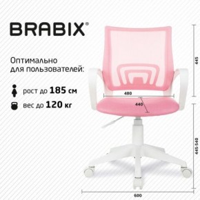 Кресло BRABIX "Fly MG-396W", с подлокотниками, пластик белый, сетка, розовое, 533008 в Урае - uray.mebel24.online | фото 5