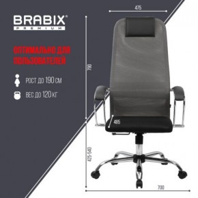 Кресло офисное BRABIX PREMIUM "Ultimate EX-800" хром, плотная двойная сетка Х2, черное/серое, 532912 в Урае - uray.mebel24.online | фото 3