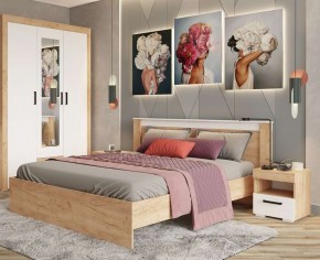 Кровать Адель 1.4 Настил из ДСП 2с дуб крафт золотой/белый в Урае - uray.mebel24.online | фото 2
