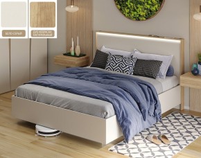 Кровать (Бело-серый U775 ST9/Дуб Небраска натуральный) 1400 в Урае - uray.mebel24.online | фото