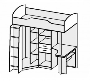 Кровать-чердак Бриз-1 УНИ (Белый глянец/Бетон светлый) в Урае - uray.mebel24.online | фото 2