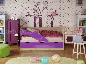 Кровать Дельфин-1 800*1600 (Фиолетовый металлик/дуб крафт белый) в Урае - uray.mebel24.online | фото