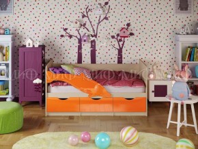 Кровать Дельфин-1 800*1600 (Оранжевый металлик/дуб крафт белый) в Урае - uray.mebel24.online | фото