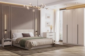 Кровать двойная №4 с основанием (Бежевый) в Урае - uray.mebel24.online | фото 3