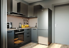 Кухня угловая Антрацит 2200х1000 (Стол. 38мм) в Урае - uray.mebel24.online | фото 1