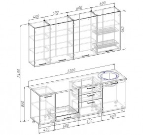 Кухонный гарнитур Латте 2200 h950 (Стол. 26мм) в Урае - uray.mebel24.online | фото 2