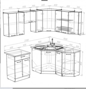 Кухонный гарнитур Ника мега оптима 2100*1500 в Урае - uray.mebel24.online | фото 3
