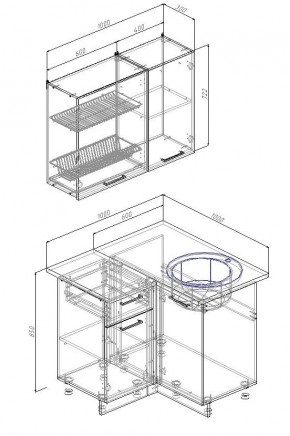 Кухонный гарнитур угловой Антрацит 1000х1000 (Стол. 38мм) в Урае - uray.mebel24.online | фото 2