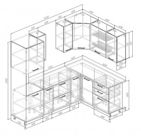 Кухонный гарнитур угловой Трансильвания 2400x1600 мм (Стол. 38 мм) в Урае - uray.mebel24.online | фото 2