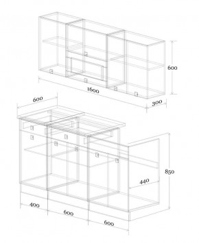 Кухонный гарнитур Виола 1600 (Венге/Дуб Сонома/Дуб Юкон) в Урае - uray.mebel24.online | фото 2