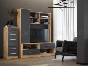 МАРТИНА Гостиная центральная секция (Графит/Дуб крафт) в Урае - uray.mebel24.online | фото 3