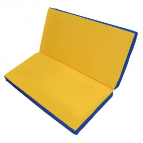 Мат гимнастический 1х1х0,08м складной цв. синий-желтый в Урае - uray.mebel24.online | фото