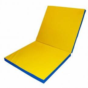Мат гимнастический 2х1х0,1м складной цв. синий-желтый в Урае - uray.mebel24.online | фото 1