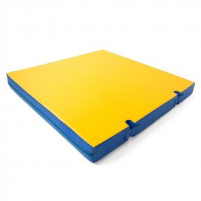 Мат гимнастический 1х1х0,1м с вырезом под стойки цв. синий-желтый в Урае - uray.mebel24.online | фото