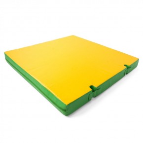 Мат гимнастический 1х1х0,1м с вырезом под стойки цв. зеленый-желтый в Урае - uray.mebel24.online | фото