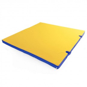 Мат гимнастический 1х1х0,08м с вырезом под стойки цв. синий-желтый в Урае - uray.mebel24.online | фото 1