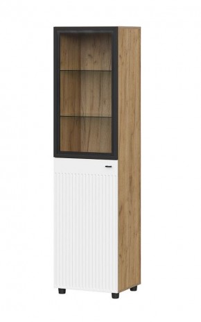 МИЛАН Пенал со стеклом (Белый матовый) в Урае - uray.mebel24.online | фото