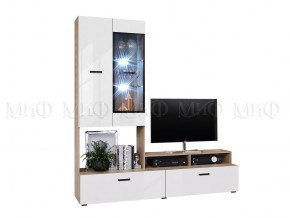 Нэнси New Центральная секция (ЛДСП) Белый глянец/Сонома в Урае - uray.mebel24.online | фото