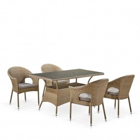 Обеденный комплект плетеной мебели T198B/Y79B-W56 Light Brown (4+1) в Урае - uray.mebel24.online | фото