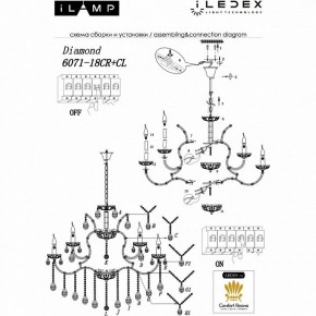 Подвесная люстра iLamp Diamond 6071-18 CR+CL в Урае - uray.mebel24.online | фото 2