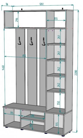 Прихожая с зеркалом V19_M в Урае - uray.mebel24.online | фото 2