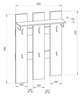 Прихожая-вешалка большая 800 в Урае - uray.mebel24.online | фото 2