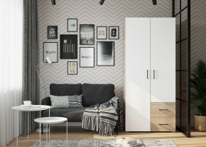 Шкаф 2-х створчатый с ящиками VICTOR (Сонома-Белый) в Урае - uray.mebel24.online | фото 3