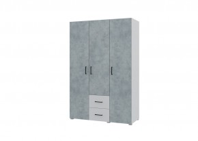 Шкаф 3-х створчатый с ящиками VICTOR (Белый-Бетон) в Урае - uray.mebel24.online | фото