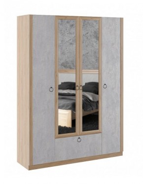 Шкаф 4 двери Глэдис М24 (Дуб Золотой/Цемент светлый) в Урае - uray.mebel24.online | фото