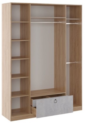 Шкаф 4 двери Глэдис М24 (Дуб Золотой/Цемент светлый) в Урае - uray.mebel24.online | фото 2