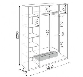 Шкаф 4 двери Глэдис М24 (Дуб Золотой/Цемент светлый) в Урае - uray.mebel24.online | фото 3