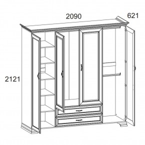 Шкаф 4D2S Z, TIFFANY, цвет вудлайн кремовый в Урае - uray.mebel24.online | фото 1