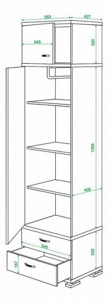 Шкаф платяной Домино КС-10 в Урае - uray.mebel24.online | фото 3