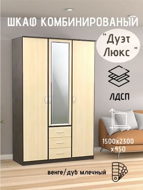 Шкаф комбинированный Дуэт Люкс с зеркалом в Урае - uray.mebel24.online | фото 3