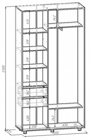 Шкаф-купе Удачный 1200x450x2300 в Урае - uray.mebel24.online | фото 3