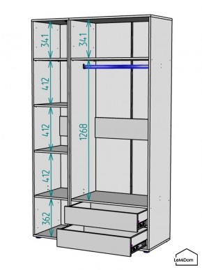Шкаф Linnea MHR-3PO-2 2050х1200х510 (Белый-М 11.1.1) в Урае - uray.mebel24.online | фото 3