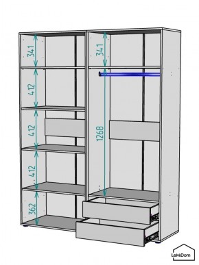 Шкаф Linnea MHR-4PO-2 2050х1600х510 (Белый-М 11.1.1) в Урае - uray.mebel24.online | фото 3
