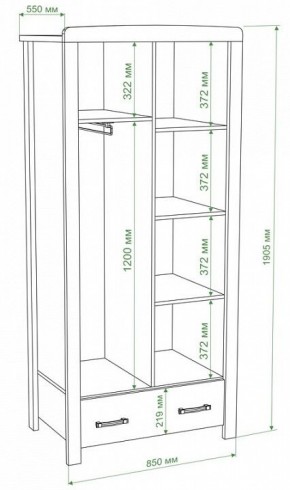 Шкаф платяной Бартоло Ш2Д в Урае - uray.mebel24.online | фото 2