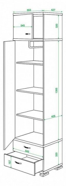 Шкаф платяной Домино КС-10 в Урае - uray.mebel24.online | фото 3