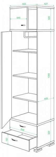 Шкаф платяной Домино КС-10 в Урае - uray.mebel24.online | фото 2