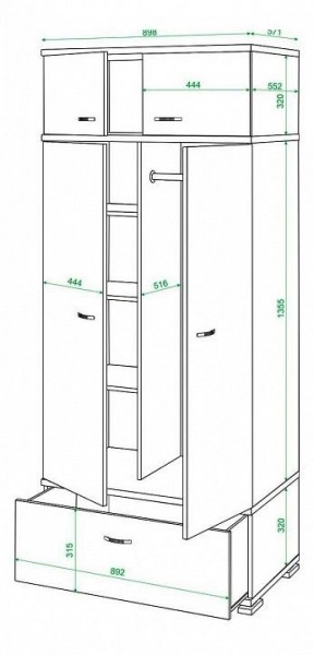 Шкаф платяной Домино КС-20 в Урае - uray.mebel24.online | фото 3