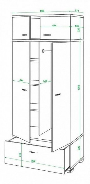 Шкаф платяной Домино КС-20 в Урае - uray.mebel24.online | фото 3