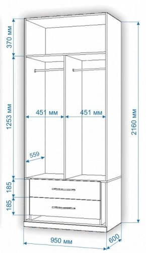 Шкаф платяной Нобиле Пл-95/60 в Урае - uray.mebel24.online | фото 2