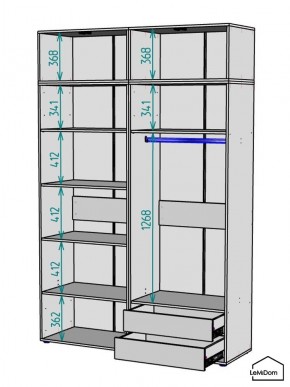 Шкаф с антресолью Linnea MHR-4A-2 2450х1600х510 (Графит-М 11.1.25) в Урае - uray.mebel24.online | фото 3