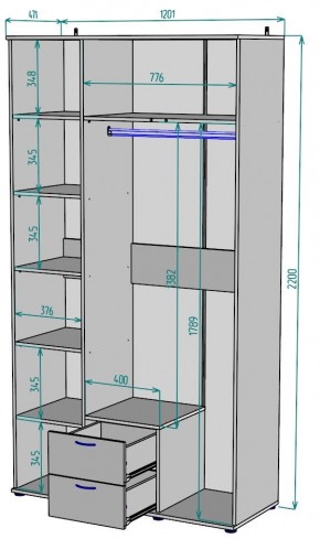 Шкаф с зеркалом Ольга H54_M в Урае - uray.mebel24.online | фото 2