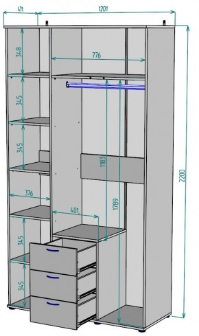 Шкаф с зеркалом Ольга H57_M в Урае - uray.mebel24.online | фото 2