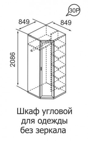 Шкаф угловой для одежды Ника-Люкс 30 без зеркал в Урае - uray.mebel24.online | фото 3